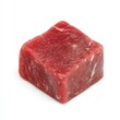 © Osc AI - Fresh raw meat cube on white isolated background.