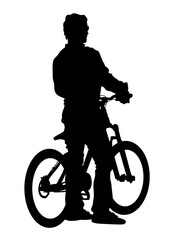 Wall Mural - Sport people whit bike on white background