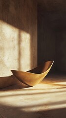 Canvas Print - Sculptural Bronze Bathtub in Minimalist Interior