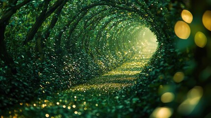 Poster - Mystical lush idea. A serene green tunnel enveloped by lush foliage, inviting exploration and tranquility.