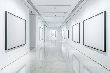 Wall Mural - Modern art gallery photo, clean environment with hyper-realistic frames.