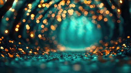 Poster - Mystical nature concept. A serene tunnel of glowing lights, evoking a sense of mystery and tranquility.