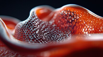 Aufkleber - Abstract Orange Cellular Structure 3D Render of Honeycomb like Network