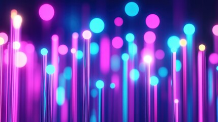 Poster - Blur Background of Abstract Neon Lights Background Vibrant Pink Blue Glowing Columns and Spheres