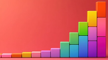 Aufkleber - Colorful Rainbow Blocks Ascending Staircase Growth Chart Concept