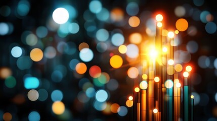 Aufkleber - Abstract City Lights Bokeh Blur Background Illuminated Urban Night Scene Glowing Bars and Bright Lights
