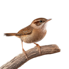 beautiful isolated wren perched gracefully on a wooden branch, ideal for nature and wildlife themed 