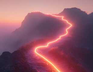 Wall Mural - Neon Path to the Summit