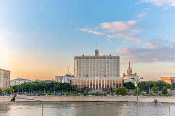 Wall Mural - House of the government of the russian federation, White House, at summer sunset, Moscow, Russia.