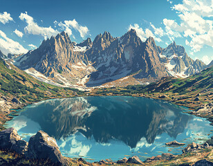 Wall Mural - Mountain Lake Serenity