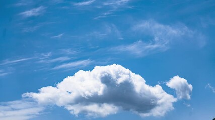 Natural sky time lapse capturing blue sky and rolling white clouds throughout the day