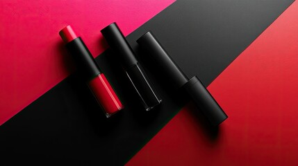 Sticker - Vibrant lipstick in a modern package, placed strategically with blank space for messages.