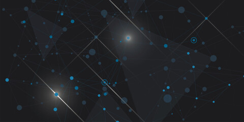 Aufkleber - Network abstract design with connecting dot and line. Vector dark space background