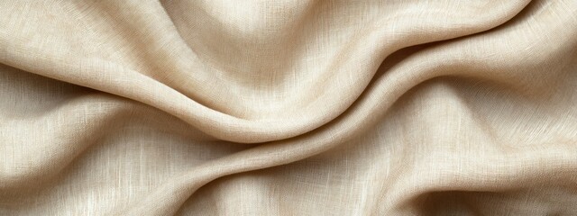 Leinwandbilder - Beige fabric texture background, soft, smooth, draped, luxurious textile.