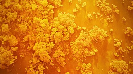 Poster - Aerial view of golden, textured surface resembling clustered formations.
