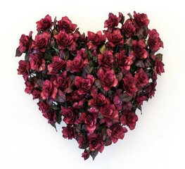 Wall Mural - Heart-shaped arrangement made of red roses on a white background, clipart, love and romance, romantic mood