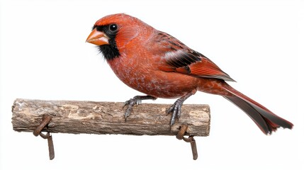 Wall Mural - Vibrant Red Cardinal on Natural Perch