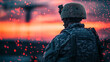 © Tahsin - Soldier observing sunset during evening patrol in a secure location