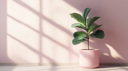 Aufkleber - Pink pot plant in sunlit room.