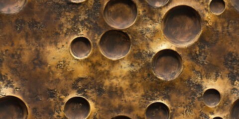 Wall Mural - unique seamless repeat pattern featuring circular textures on a bronze background