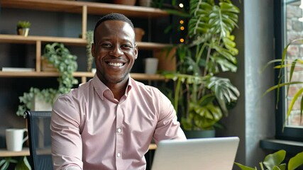 Wall Mural - The Smiling Man with Laptop