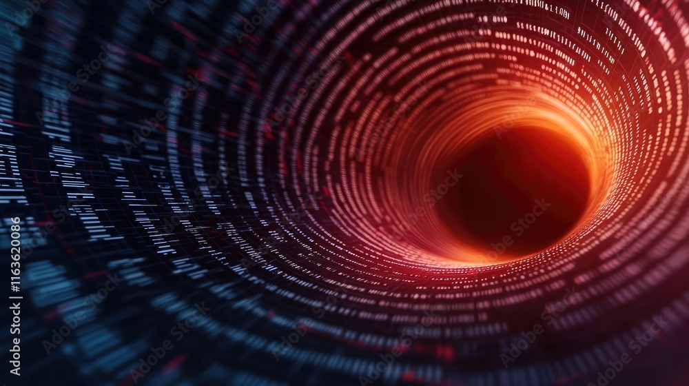 Crash market concept. An abstract image depicting a digital vortex of ...