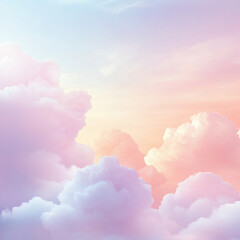 Wall Mural - Soft pastel clouds in serene sky create dreamy and tranquil atmosphere