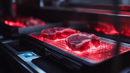 Aufkleber - High-tech meat processing line featuring AI technology to enhance efficiency.