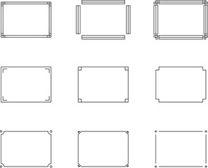 Monochrome simple line frame set vector.