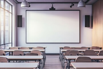 Canvas Print - Modern Classroom Interior Design With Blank Screen