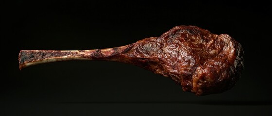 Wall Mural - Grilled bone-in ribeye steak on black background.