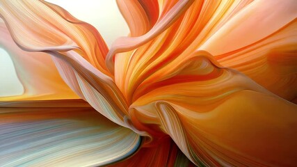 Aufkleber - Abstract animation featuring smooth, undulating petals of a fantastic abstract flower in an orange hue. The composition is organic and graceful, conveying a sense of movement