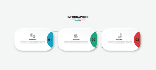 Fototapete - Business infographic template. 3 Step timeline journey. Process diagram, 3 options on white background