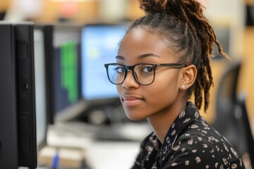 Programmer Woman Coding On Computer, Generative AI