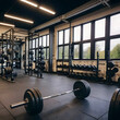 © sangram - A gym with a lot of weights and a barbell