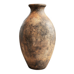 Large brown vase sits on transparent background.