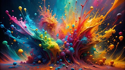 Wall Mural - generate an abstract paint splatter texture with vibrant, contrasting colors. the paint should appea