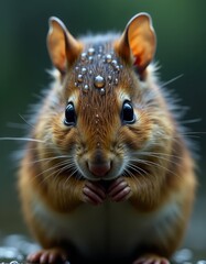 Sticker - A small brown and white chipmunk sitting on top of a rock