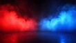 © ImageKing - Red and blue smoke clouds on black transparent background with neon glow effect for sport versus concept. Realistic 3d vector two color fog for game vs confrontation or police car light design.
