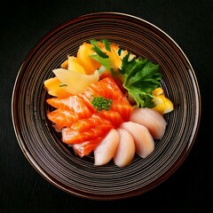 Wall Mural - Fresh Chicken and Salmon Sashimi Platter