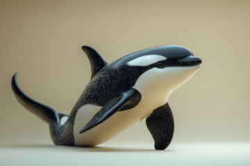 Wall Mural - A comical orca posing with its tail curved like a heart,