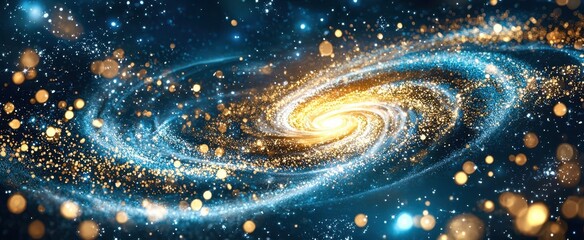Wall Mural - Spiral galaxy with a bright yellow center