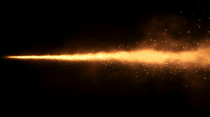 Wall Mural - golden stardust trail across dark space, celestial dust glows brightly in night sky, showing cosmic 