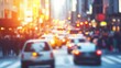 © AnImagine - Crowded Downtown Plaza with Vehicles and Motion Blur