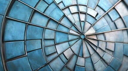  dartboard made of unconventional materials like metal and glass, reflecting light beautifully.