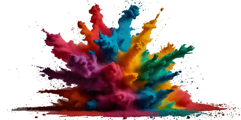 Wall Mural - Vector abstract colorful rainbow holi paint and colorful cloud smoke powder explosion isolated on transparent wide panorama background.	
