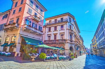 Wall Mural - Via Vittorio Emanuele II street, the central strret with historic buildings in Monza, Italy