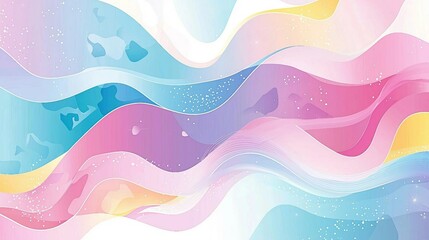 Wall Mural - Soft Pastel Waves in Fluid Design with Subtle Texture and Gradients