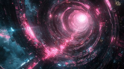 Poster - A vibrant, swirling tunnel of light and technology, evoking a sense of depth and exploration.