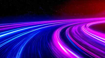 Wall Mural - Futuristic glowing roller coaster speeding through space